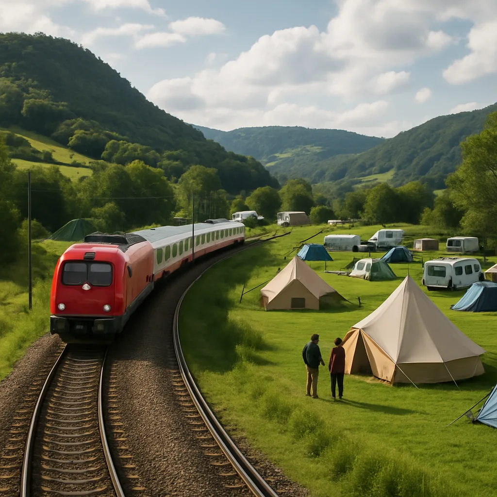 Treno per campeggio in campagna europea
