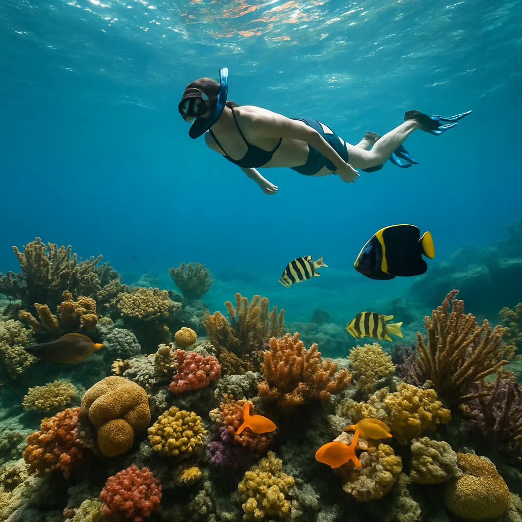 Snorkeling nei Caraibi tra coralli colorati e pesci tropicali.