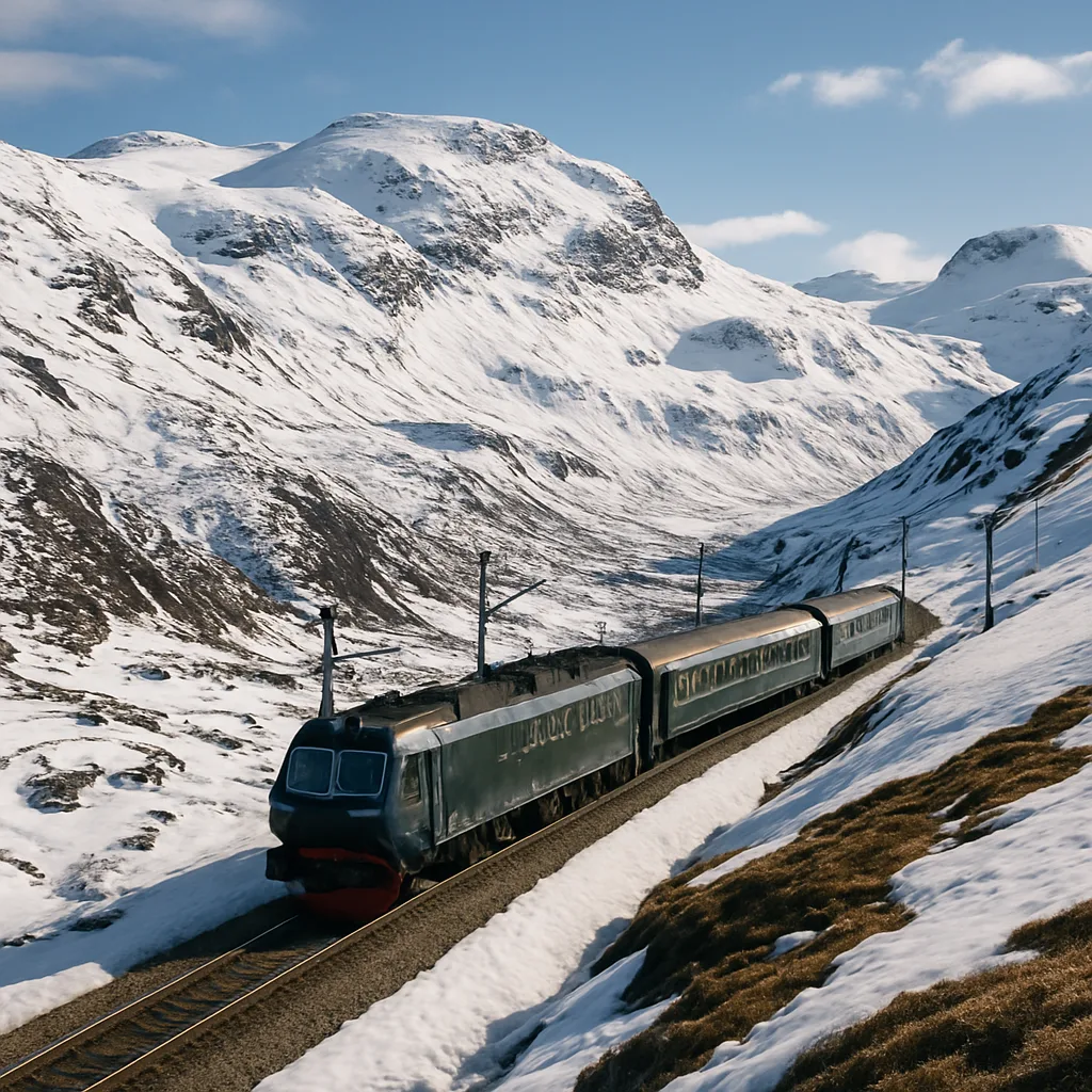 Bergen Railway scenic view with train in Norway